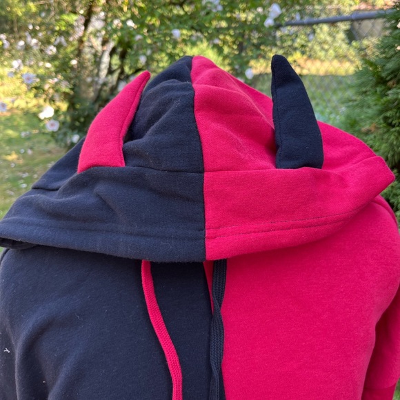 Social Collision Split Red/Black Devil Hoodie - Picture 6 of 7